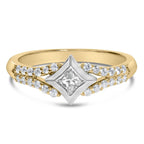 10k two tone 1/2 cttw diamond kite and split shank ring h-i si2-i1 bijoux-nyc direct