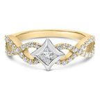 10k two tone 5/8 cttw princess diamond kite twist shank ring bijoux-nyc direct
