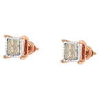 1/2 cttw princess cut diamond composite stud earrings in 10k two tone gold bijoux-nyc direct