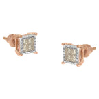1/2 cttw princess cut diamond composite stud earrings in 10k two tone gold bijoux-nyc direct