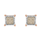 1/2 cttw princess cut diamond composite stud earrings in 10k two tone gold bijoux-nyc direct