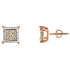 1/2 cttw princess cut diamond composite stud earrings in 10k two tone gold bijoux-nyc direct