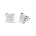1/2 cttw princess diamond square swirl stud earrings in 10k white gold bijoux-nyc direct