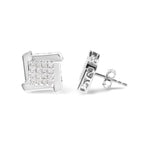 1/2 cttw princess diamond square swirl stud earrings in 10k white gold bijoux-nyc direct