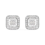 5/8 cttw diamond square composite halo stud earrings in 10k white gold bijoux-nyc direct