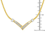 1/2 cttw princess cut diamond v shape two tone 10k gold franco necklace bijoux-nyc direct