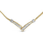 1/2 cttw princess cut diamond v shape two tone 10k gold franco necklace bijoux-nyc direct