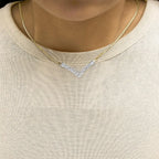 1/2 cttw princess cut diamond v shape two tone 10k gold franco necklace bijoux-nyc direct
