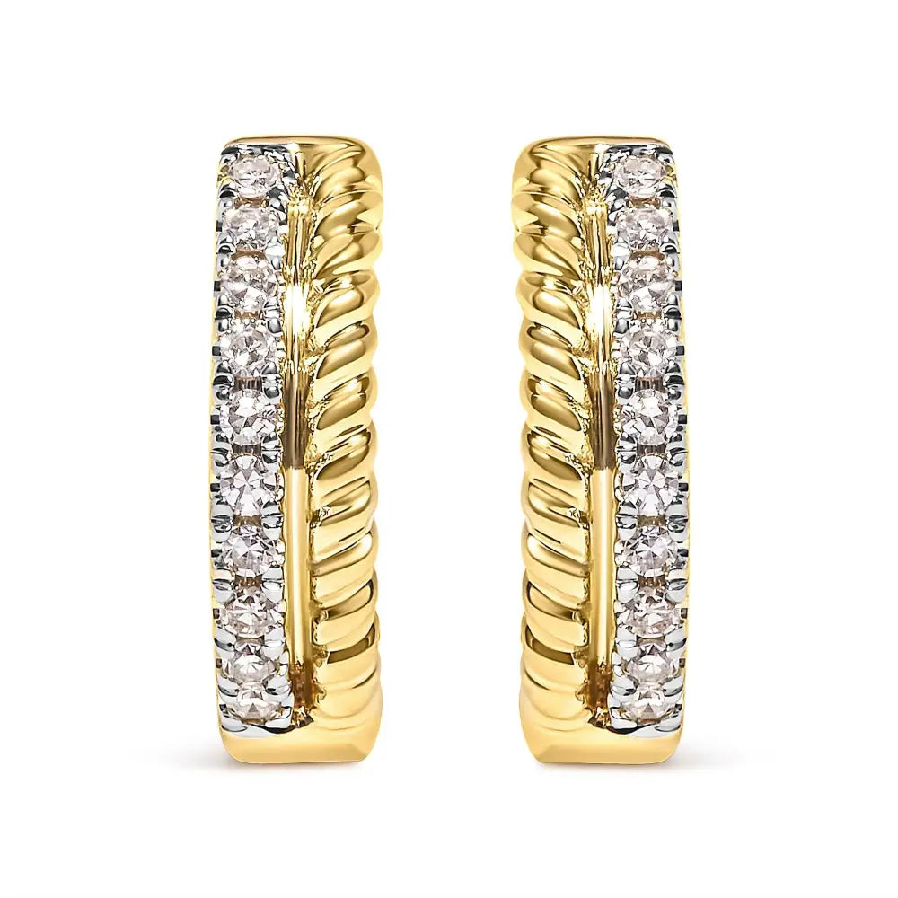1/10 cttw diamond rope twist huggy hoop earrings in 10k yellow gold bijoux-nyc direct