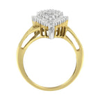 10k yellow gold 1/2 cttw round and baguette diamond pear cluster ring bijoux-nyc direct