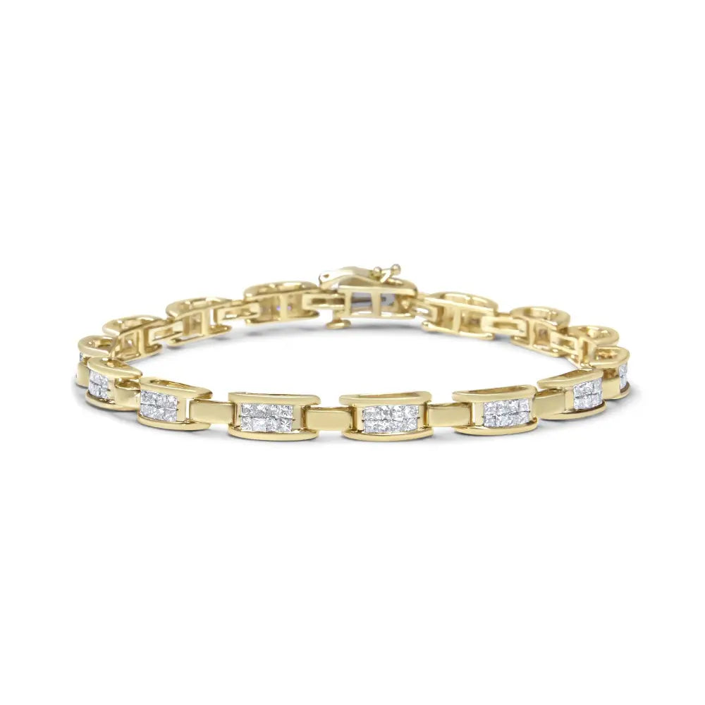 2.0 cttw princess cut diamond invisible link bracelet 10k yellow gold 7 bijoux-nyc direct