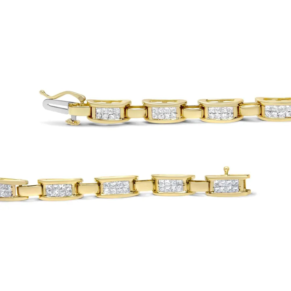 2.0 cttw princess cut diamond invisible link bracelet 10k yellow gold 7 bijoux-nyc direct