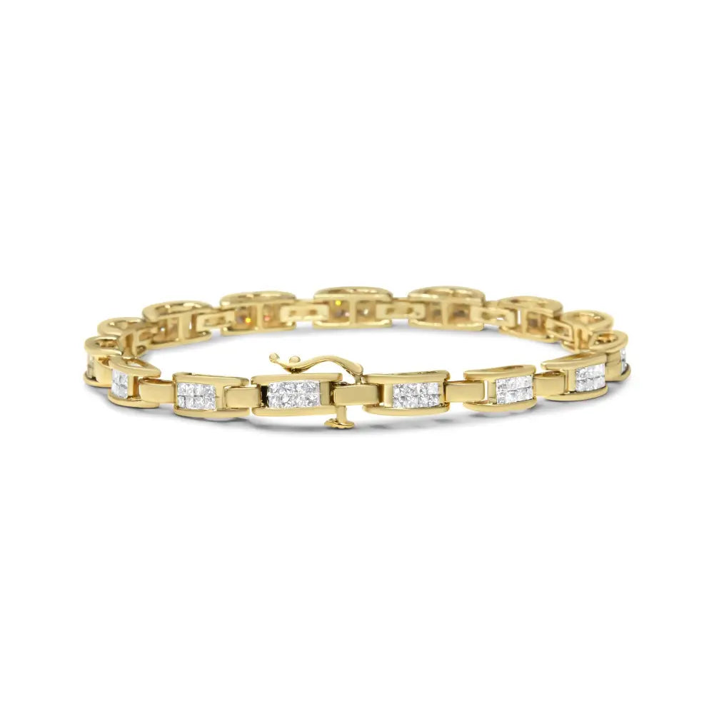 2.0 cttw princess cut diamond invisible link bracelet 10k yellow gold 7 bijoux-nyc direct