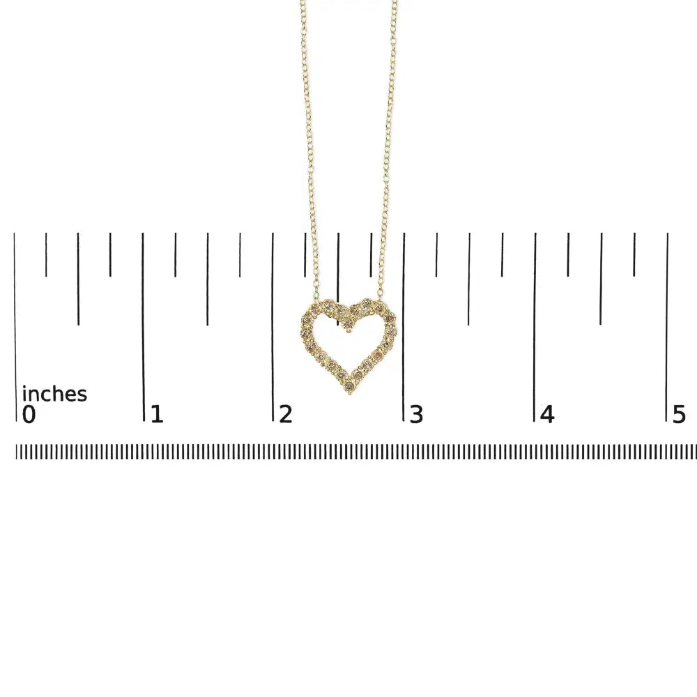 Champagne diamond heart pendant necklace in yellow gold over silver 1/2 cttw bijoux-nyc direct