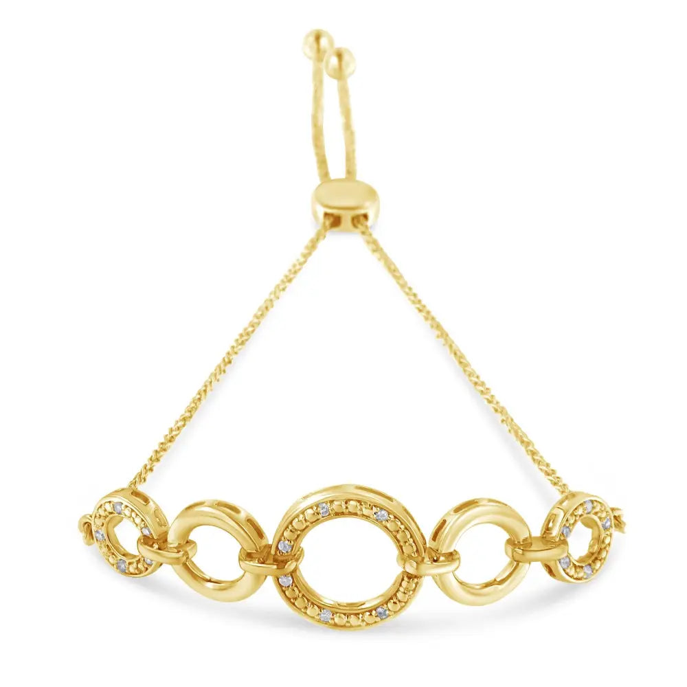 10k gold over silver diamond graduated infinity circle bolo bracelet bijoux-nyc direct