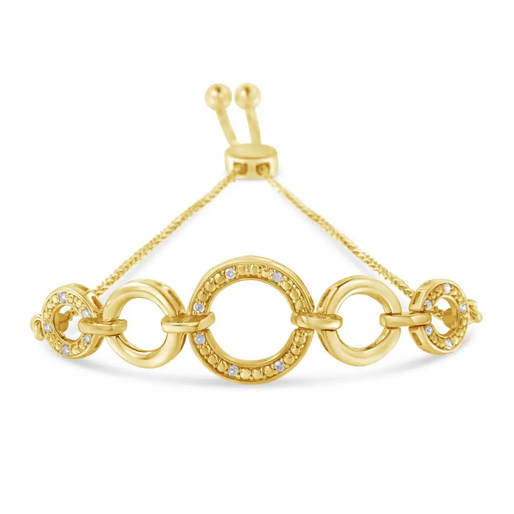 10k gold over silver diamond graduated infinity circle bolo bracelet bijoux-nyc direct