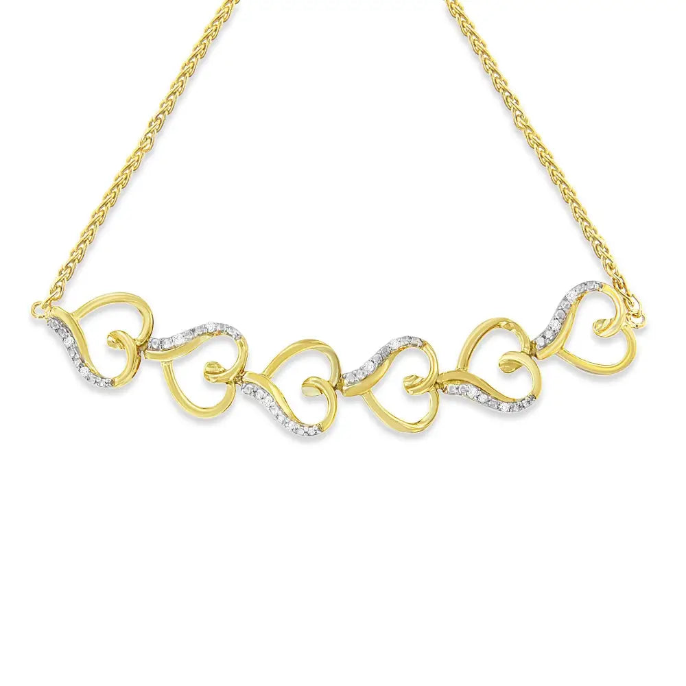 10k yellow gold over sterling silver diamond open heart bolo bracelet bijoux-nyc direct