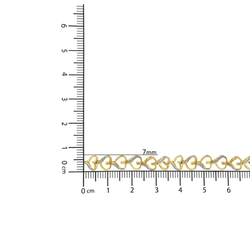10k yellow gold over sterling silver diamond open heart bolo bracelet bijoux-nyc direct