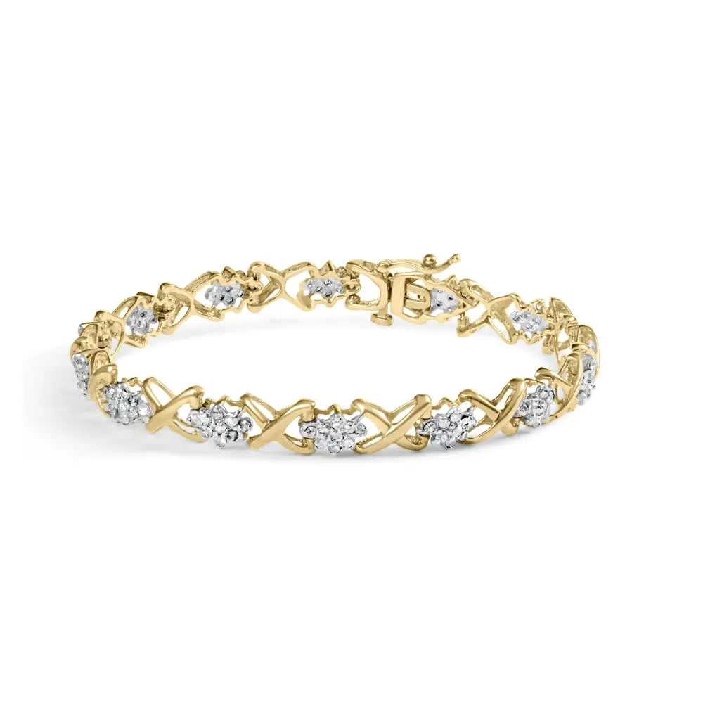 2ct diamond x link bracelet in 10k yellow gold plated sterling silver bijoux-nyc direct