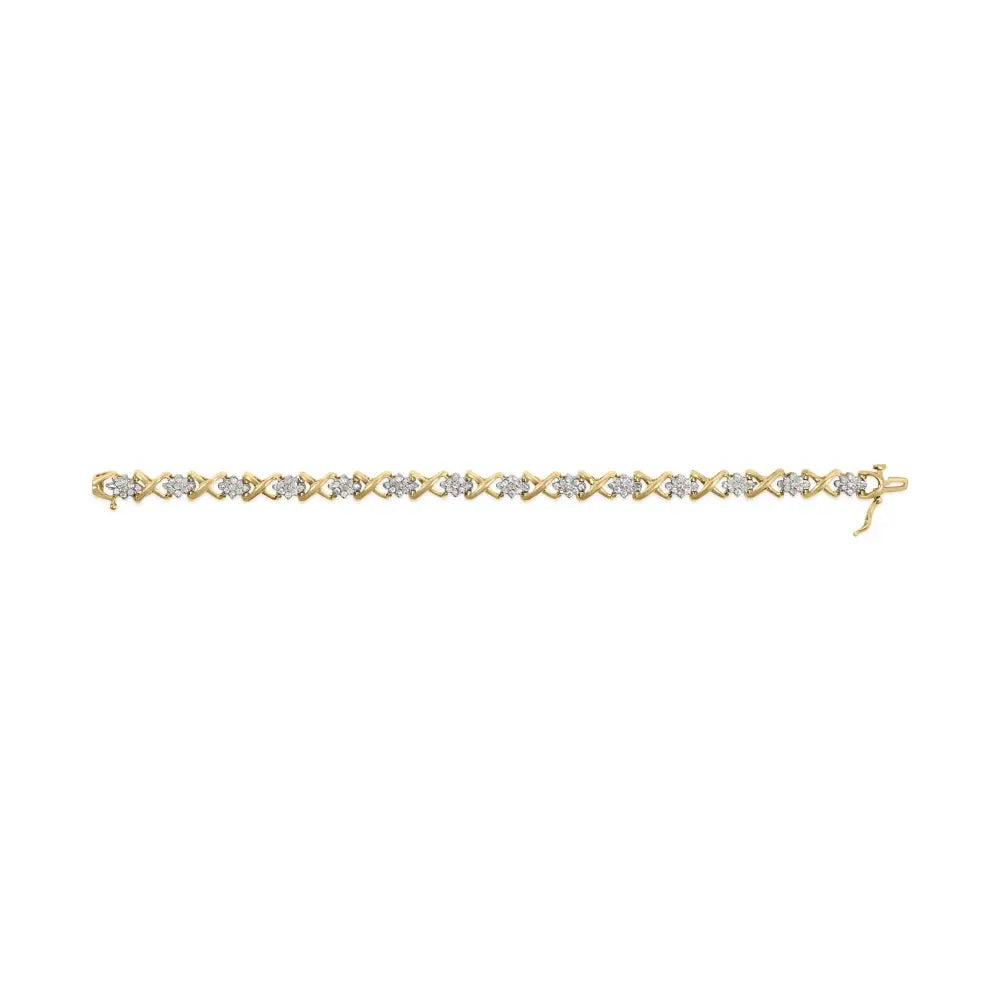2ct diamond x link bracelet in 10k yellow gold plated sterling silver bijoux-nyc direct