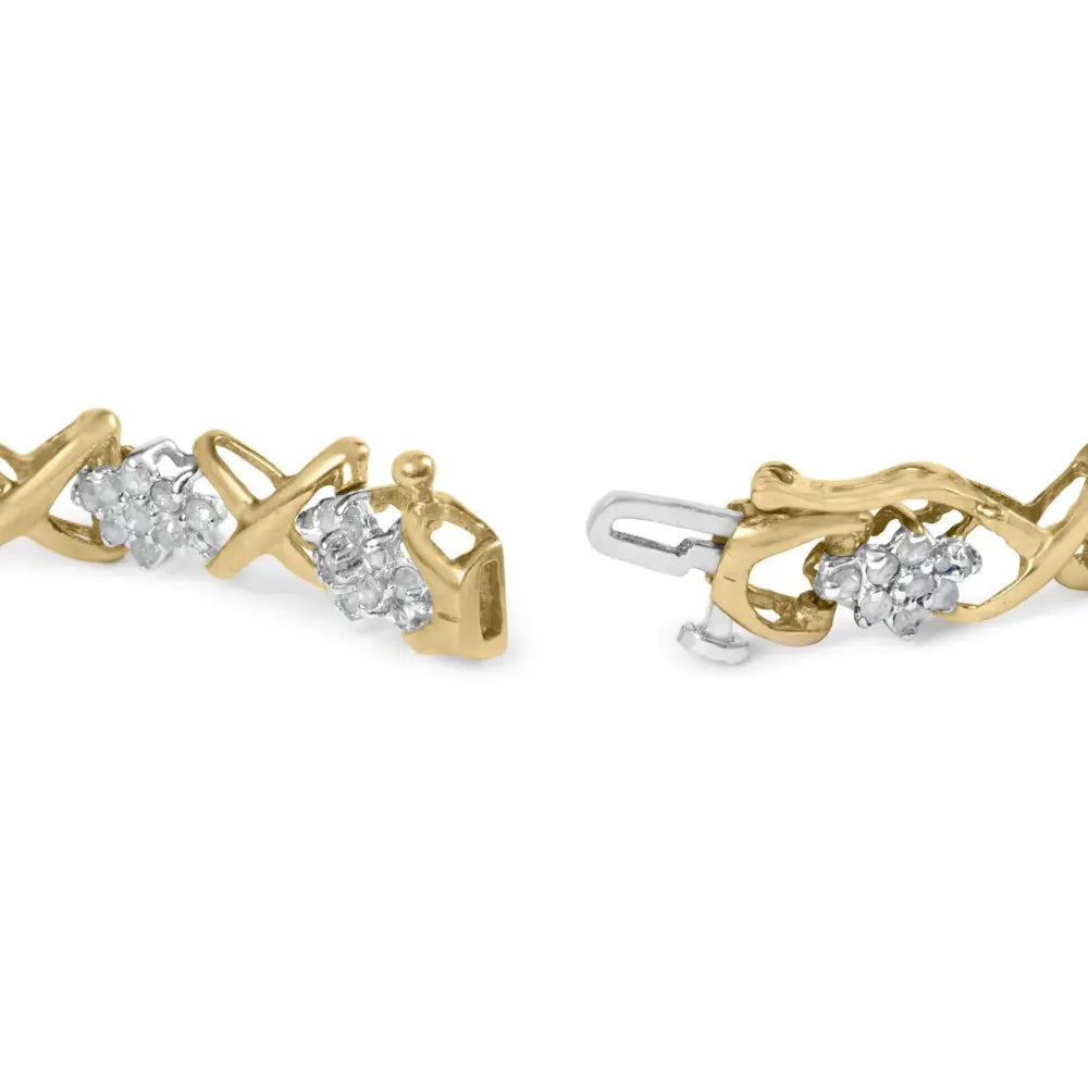 2ct diamond x link bracelet in 10k yellow gold plated sterling silver bijoux-nyc direct
