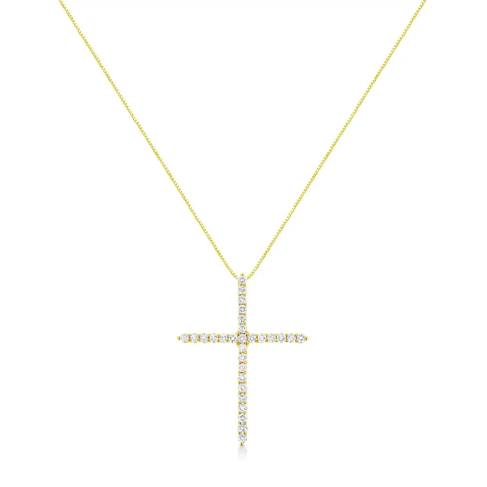 3 cttw diamond cross pendant necklace in gold-plated sterling silver bijoux-nyc direct
