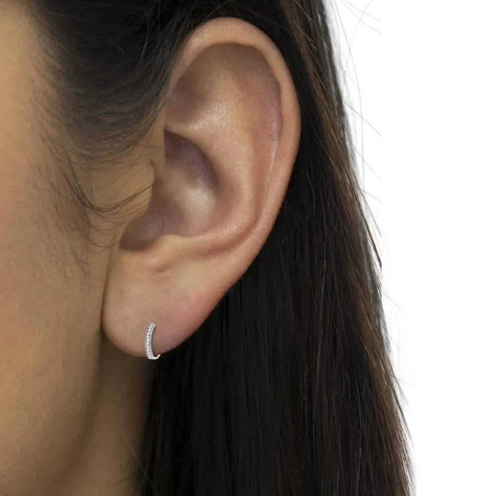 1.00 carat round diamond hoop earrings in 10k white gold bijoux-nyc direct