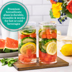 Skinny Series Glass Bottles Set w/ Crystal Clear Lids, 10 oz