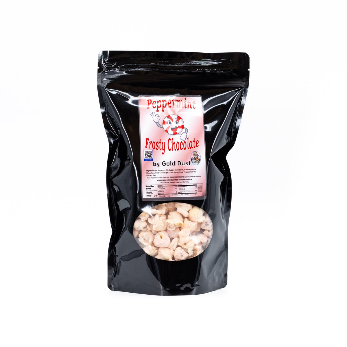 Peppermint White Chocolate Covered Kettle Corn | Pack of 4 | 5 oz | Non-GMO | Shipping Included | Gold Dust Kettle Corn