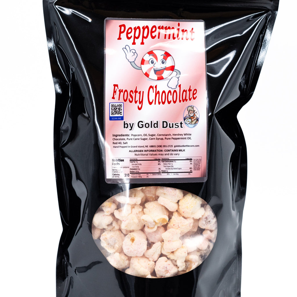Peppermint White Chocolate Covered Kettle Corn | Pack of 4 | 5 oz | Non-GMO | Shipping Included | Gold Dust Kettle Corn