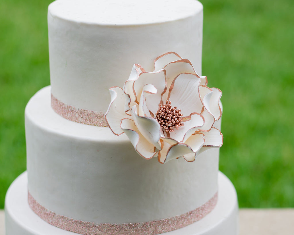 Open Rose Sugar Flower Wedding Cake Toppers