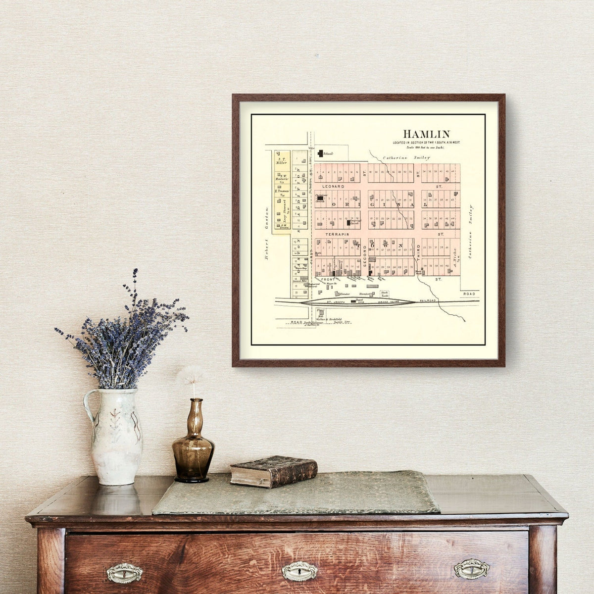 Vintage Map of Hamlin, Kansas 1887