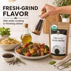 Organic Black Peppercorns – Whole, for Grinding & Marinades