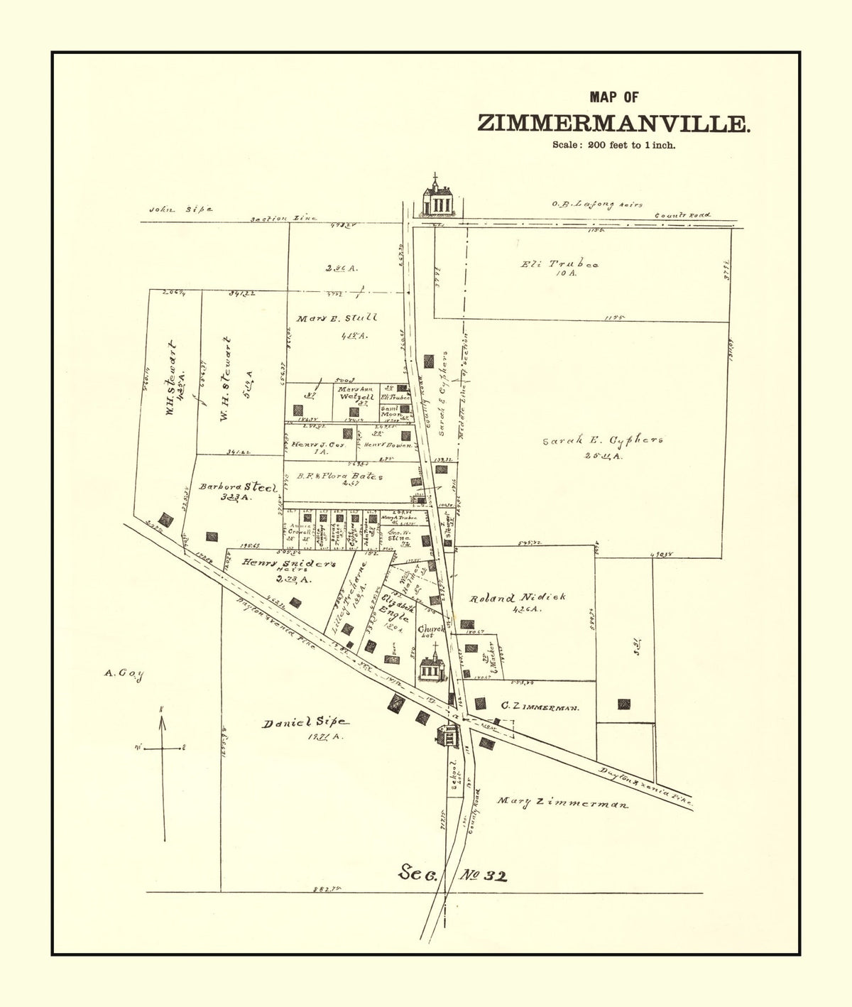 Vintage Map of Zimmermanville, Ohio 1896