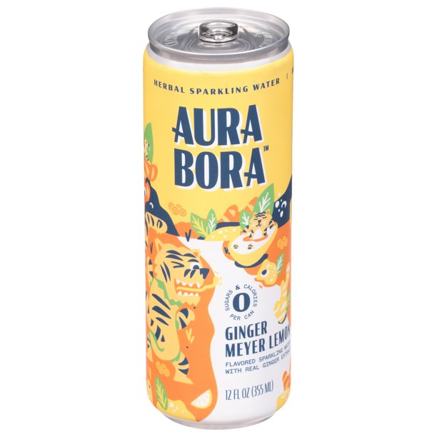 Aura Bora Ginger Meyer Lemon Sparkling Water, 12 fl oz (Case of 12)