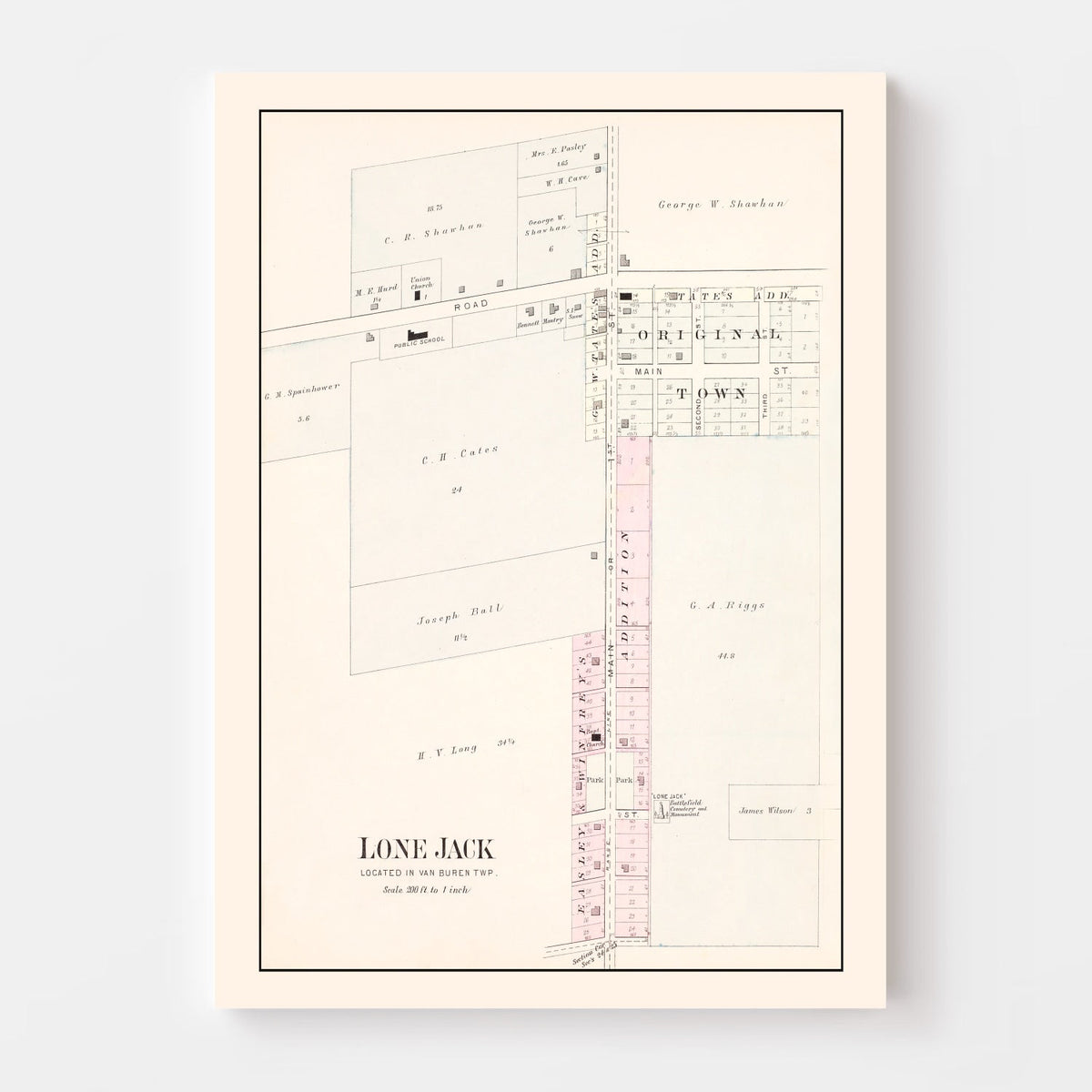 Vintage Map of Lone Jack, Missouri 1904