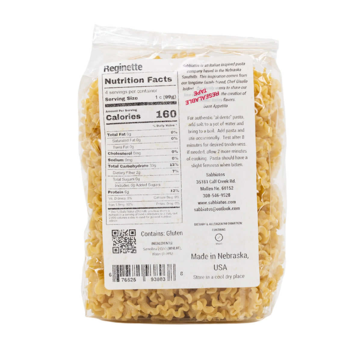 Reginette Pasta | 16 oz | Sabbiatos
