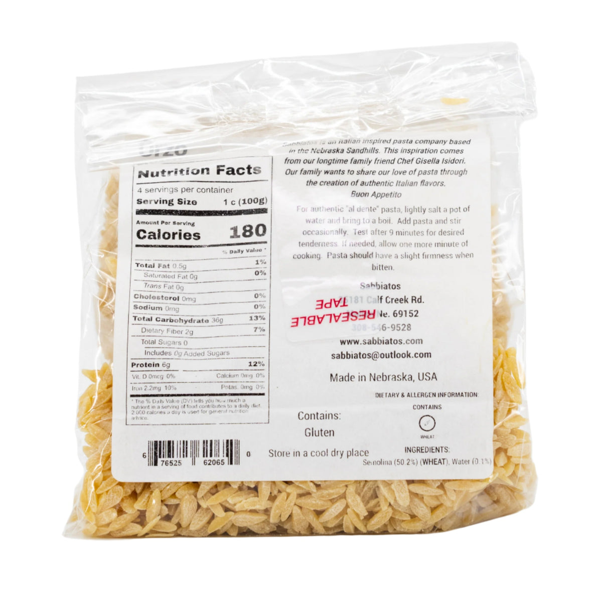 Orzo | 16 oz | Sabbiatos