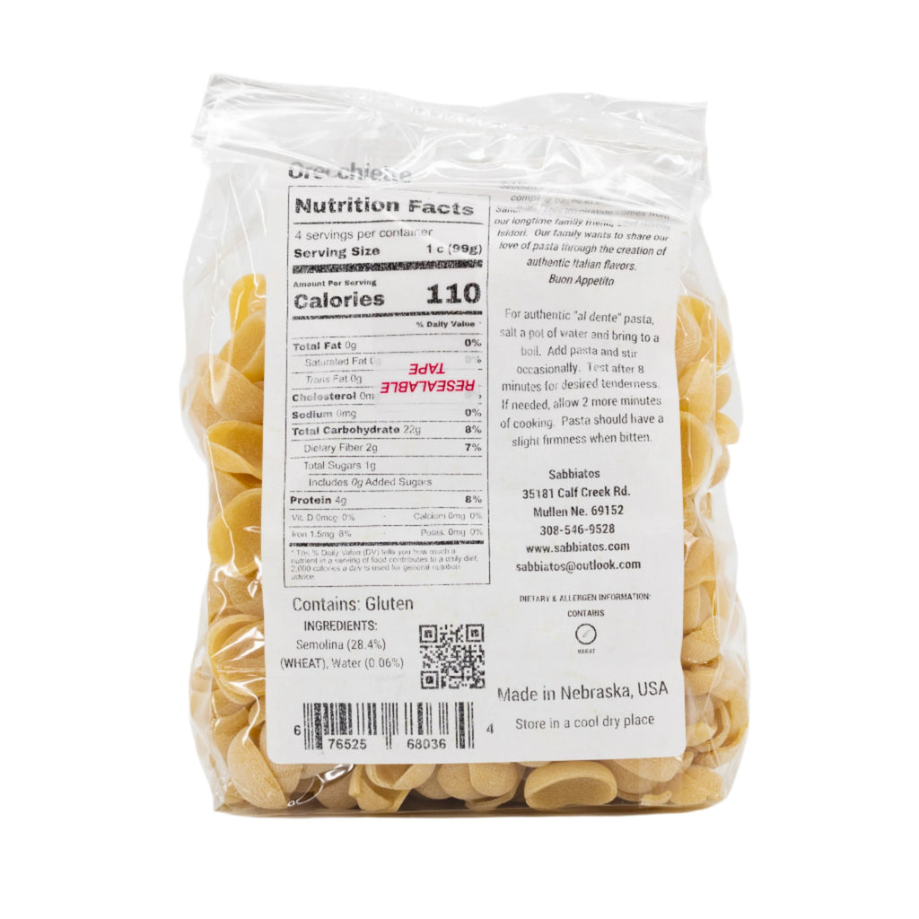 Orecchiette Pasta | 16 oz | Pack of 2 | Sabbiatos