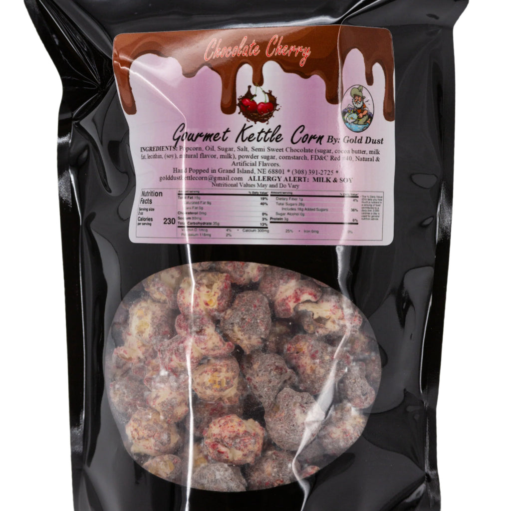 Chocolate Covered Cherry Kettle Corn | 6.5 oz | Pack of 2 | Non-GMO | Gold Dust Kettle Corn