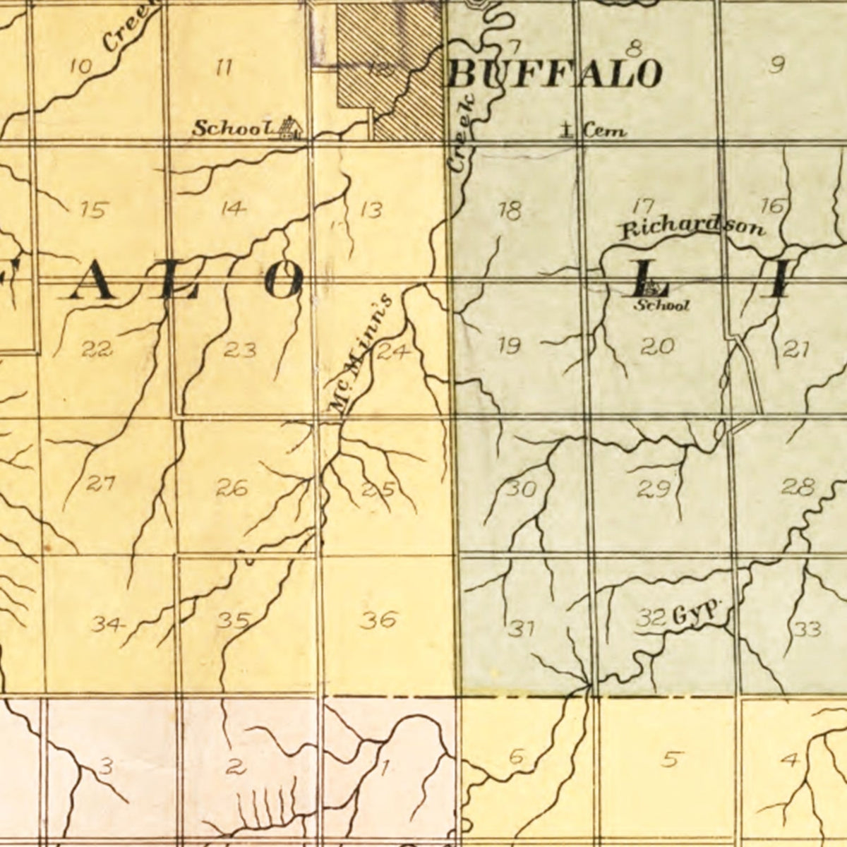 Vintage Map of Harper County, Oklahoma 1910