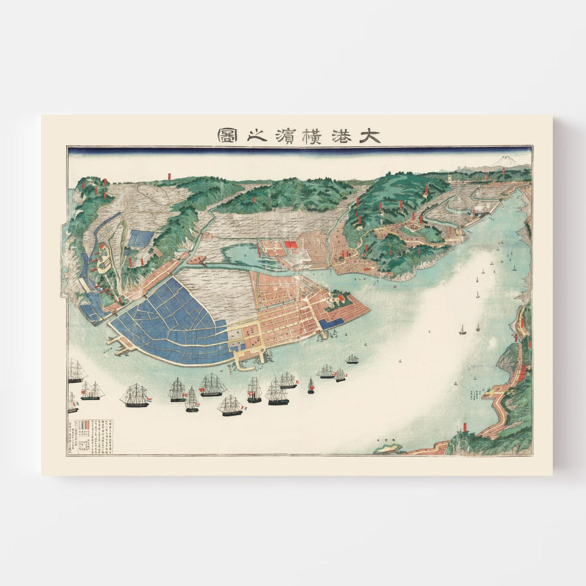 Vintage Map of Yokohama, Japan 1868