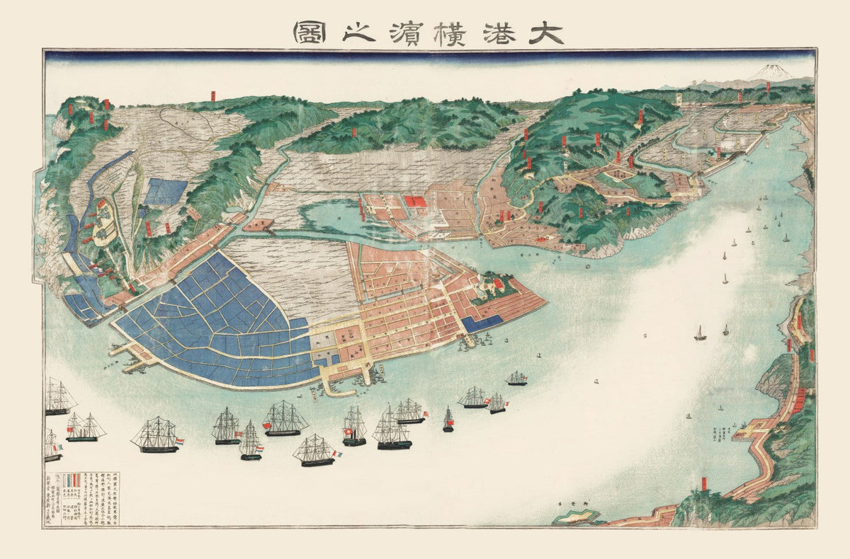 Vintage Map of Yokohama, Japan 1868