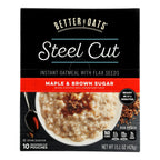 Better Oats Steel Cut Maple & Brown Sugar Instant Oatmeal With Flax Seeds - 6 Pack - 15.1 Oz (Case of 6)