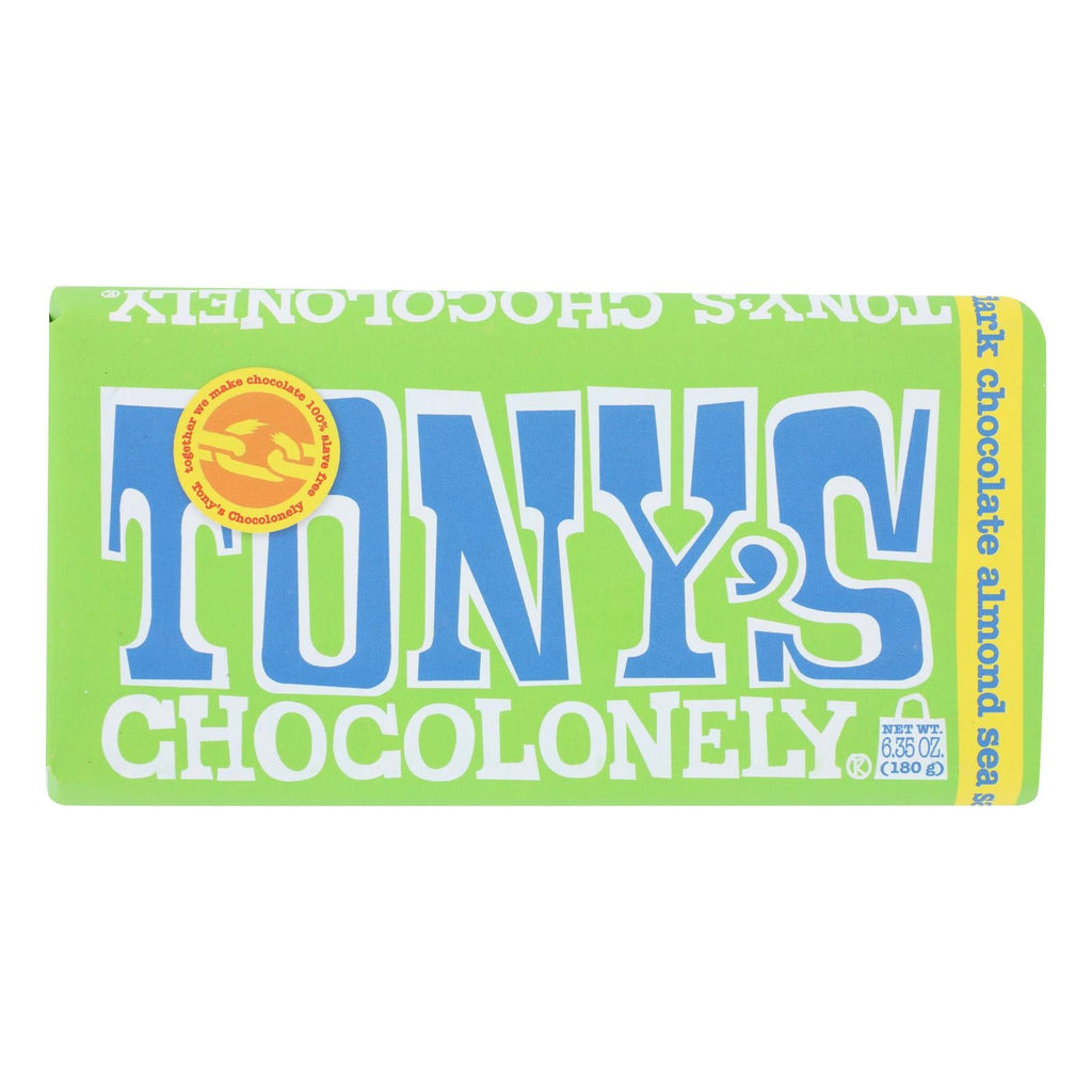 Tony's Chocolonely 51% Dark Chocolate Almond Sea Salt Bar, 6.35 oz (Case of 15)