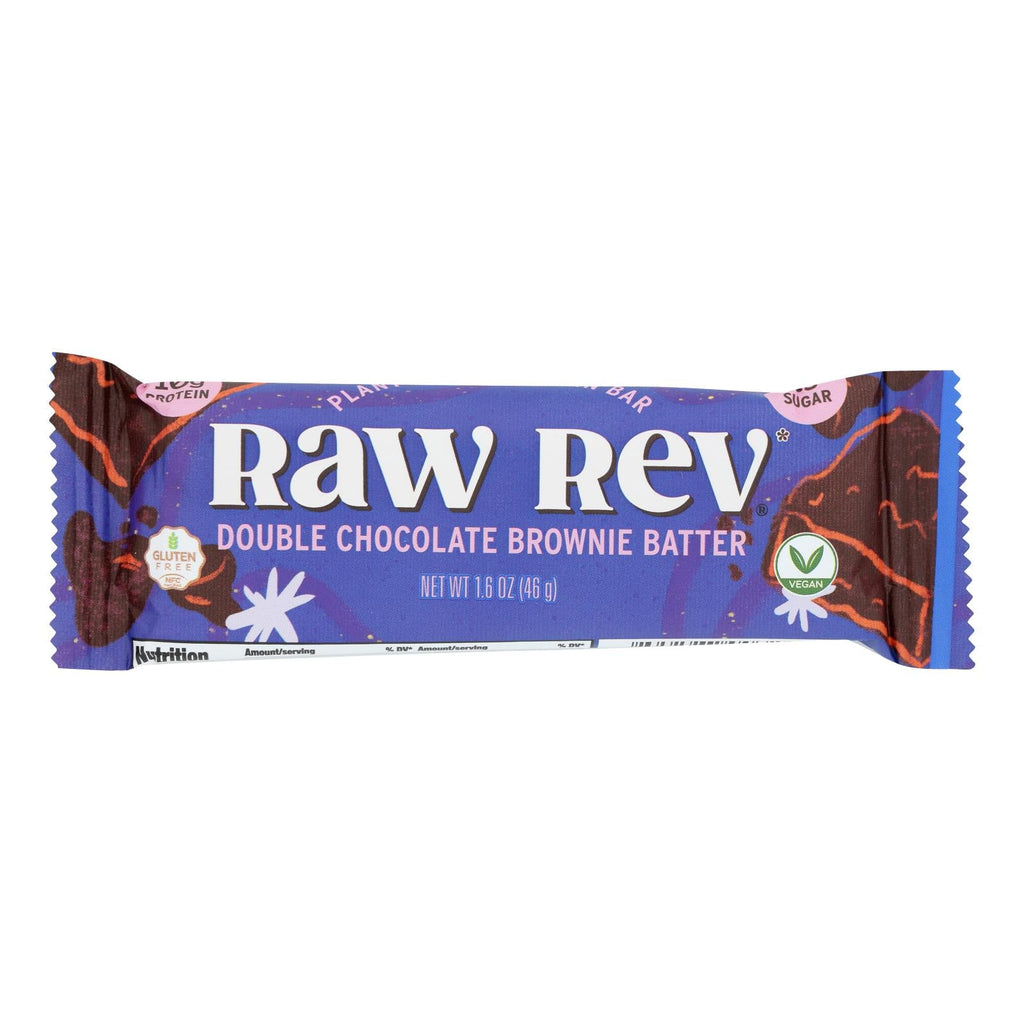 Raw Rev GLO Double Chocolate Brownie Batter Bar, 1.6 Oz - Case of 12