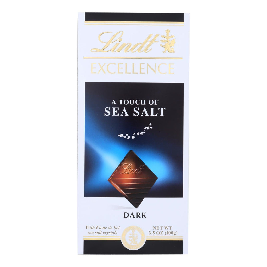 Lindt Chocolate Bar - Dark Chocolate - 47% Cocoa - Excellence - Touch of Sea Salt - 3.5 Oz Bars - 12 Pack Case