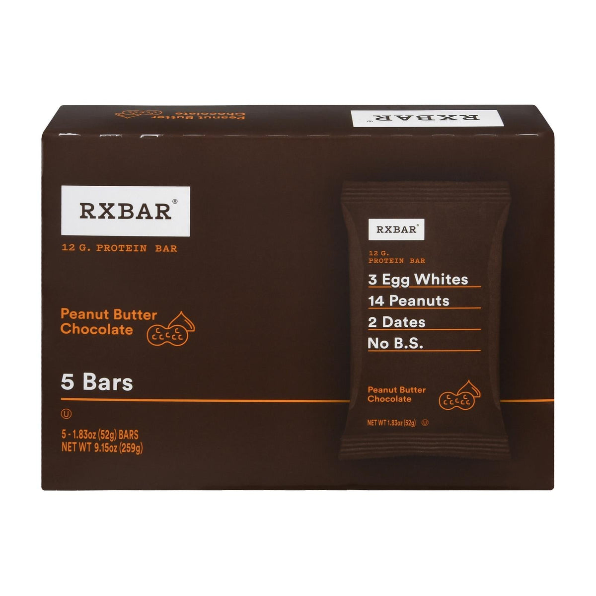 RXBAR - Protein Bar Peanut Butter Chocolate - 5/1.83oz - Case of 6