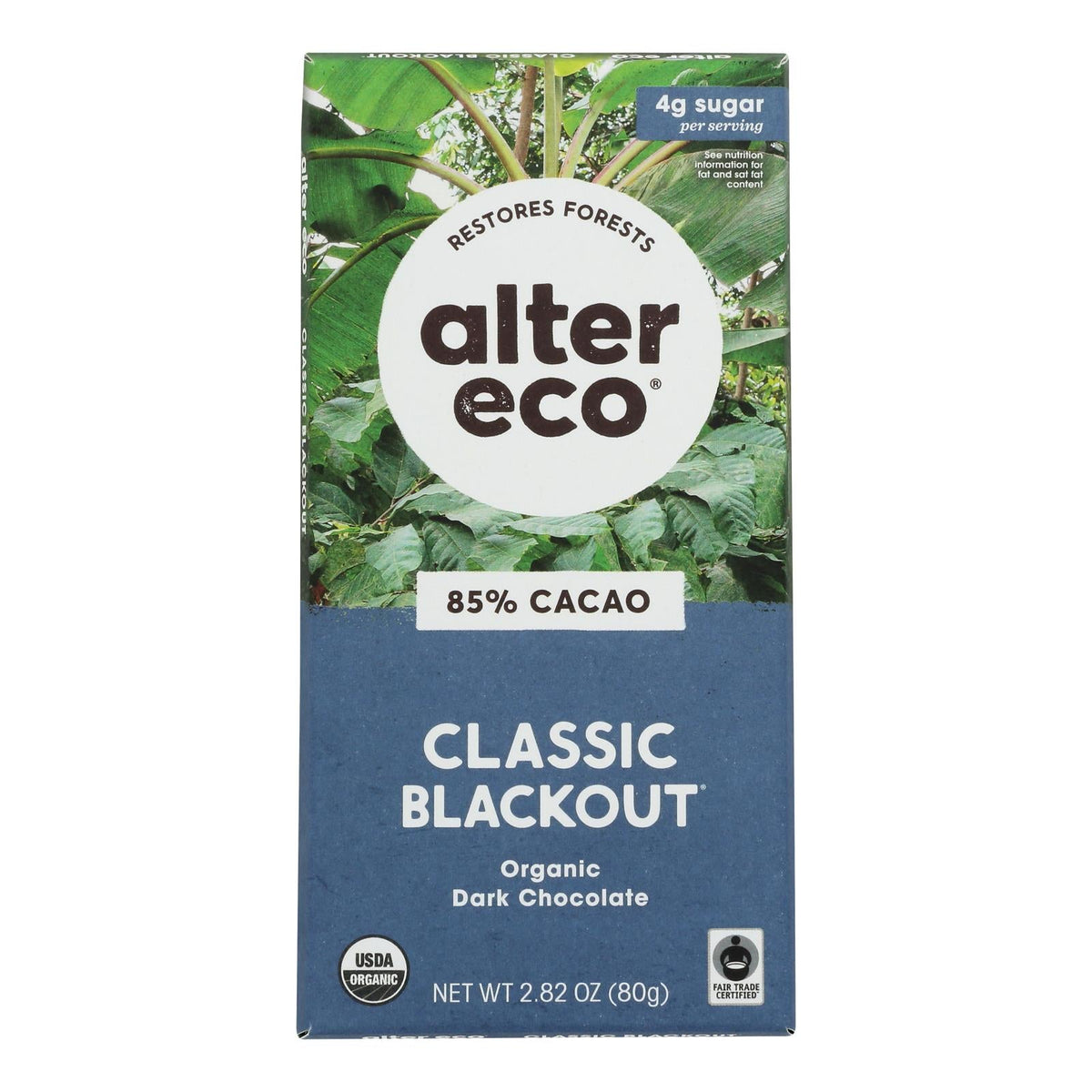 Alter Eco Americas Organic Chocolate Bar - Dark Blackout - 2.82 Oz Bars (Case Of 12)