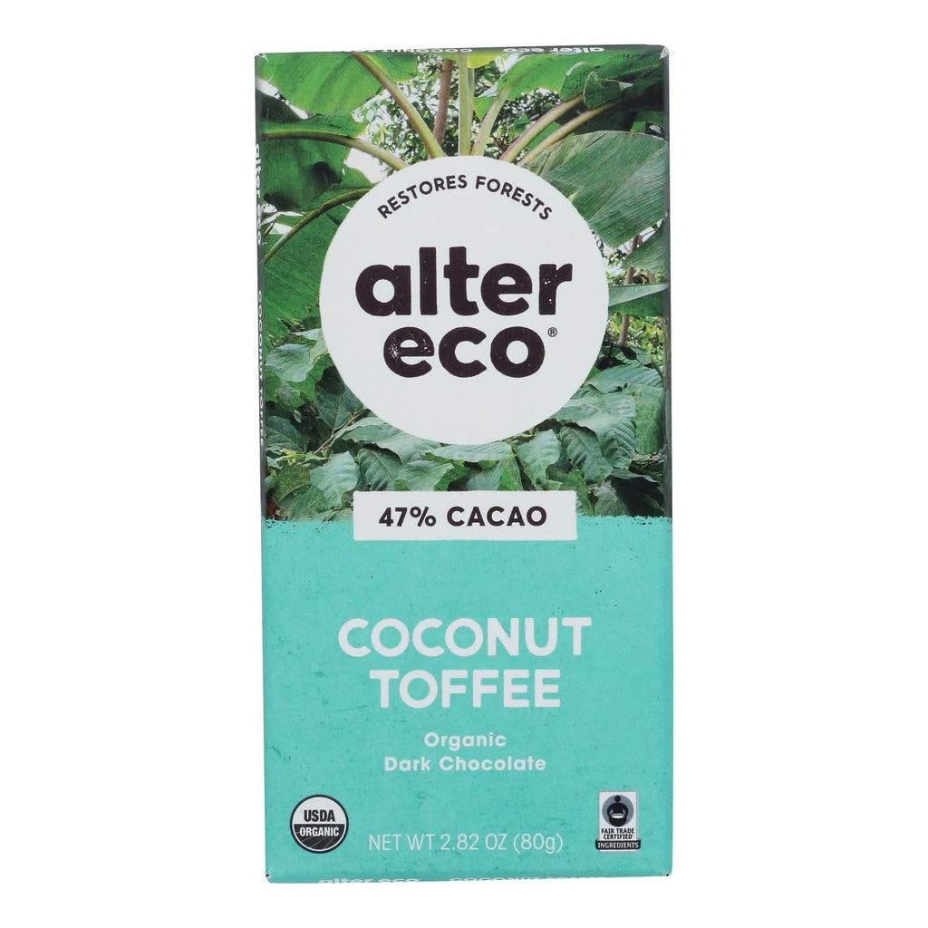 Alter Eco Americas Organic Chocolate Bar - Dark Coconut Toffee - 2.82 Oz Bars - Case of 12